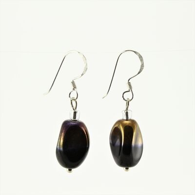 WSWE0029BK - ALICE - Black/Gold Glass Crystal Drop Earrings