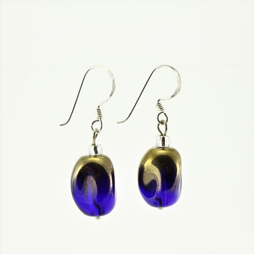 WSWE0029BL - ALICE - Navy/Gold Glass Crystal Drop Earrings