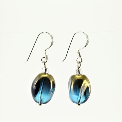 WSWE0029TU - ALICE - Turquoise/Gold Glass Crystal Drop Earrings