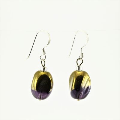 WSWE0029PU - ALICE - Purple/Gold Glass Crystal Drop Earrings
