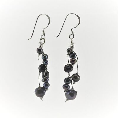 WSWE0050GY - MILLY - Grey Freshwater Pearl Drop Earrings