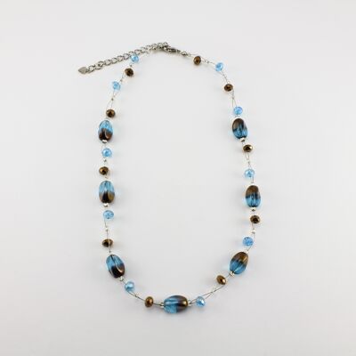 WSWN0029TU - ALICE - Turquoise/Gold Glass Crystal Necklace