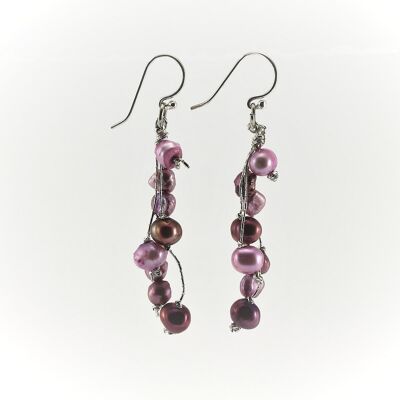WSWE0050PU - MILLY - Purple Freshwater Pearl Drop Earrings