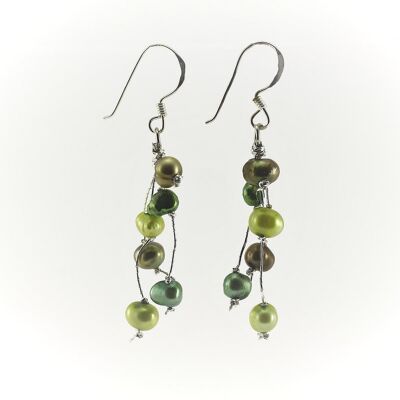 WSWE0050GN - MILLY - Olive Green Freshwater Pearl Drop Earrings