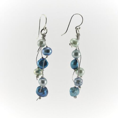 WSWE0050BL - MILLY - Blue Freshwater Pearl Drop Earring