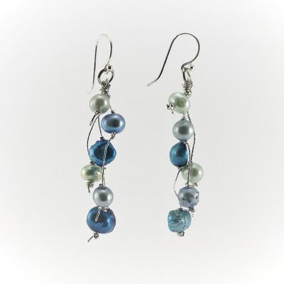 WSWE0050BL - MILLY - Blue Freshwater Pearl Drop Earring