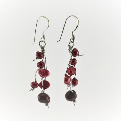 WSWE0050RE - MILLY - Red Freshwater Pearl Drop Earrings