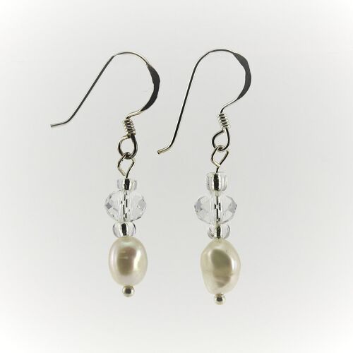 WSWE0017WH - SOPHIE - White Freshwater Pearl Drop Earrings