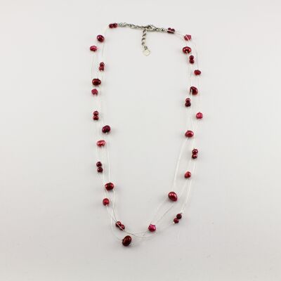 WSWN0050RE - MILLY - Red Freshwater Pearl Necklace