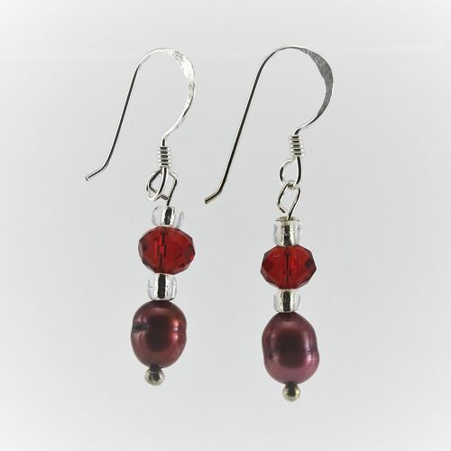WSWE0017RE - SOPHIE - Red Freshwater Pearl Drop Earrings