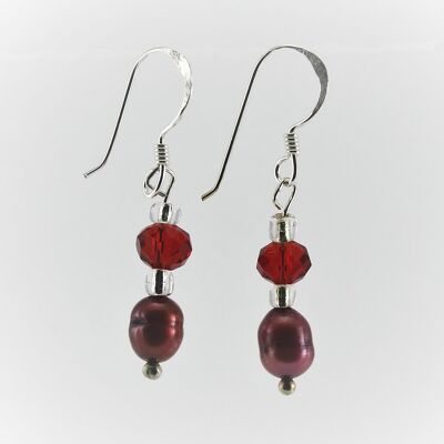 WSWE0017RE - SOPHIE - Red Freshwater Pearl Drop Earrings