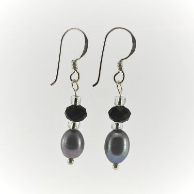 WSWE0017GY - SOPHIE - Grey Freshwater Pearl Drop Earrings