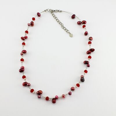 WSWN0017RE - SOPHIE - Red Freshwater Pearl Necklace