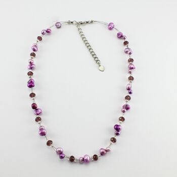 WSWN0017PU - SOPHIE - Collier de perles d'eau douce violettes 1
