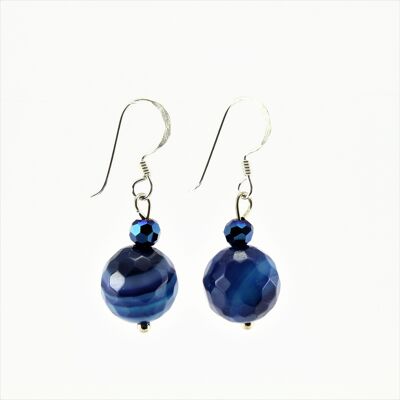 WSWE0013BL - EMMA - Blue Agate Stone Drop Earrings