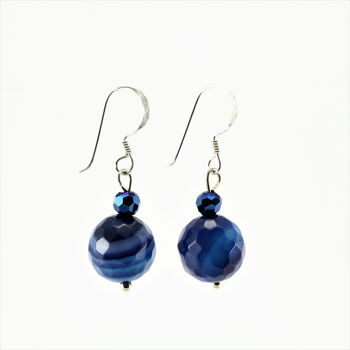 WSWE0013BL - EMMA - Boucles d'oreilles pendantes en pierre d'agate bleue 1