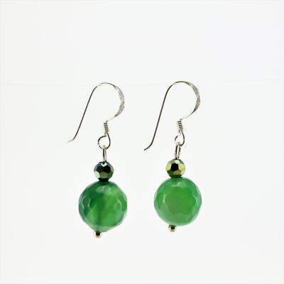 WSWE0013GN - EMMA - Green Agate Stone Drop Earrings