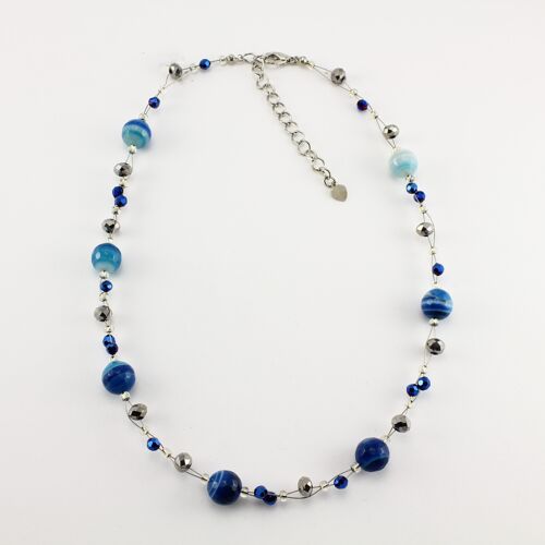 WSWN0013BL - EMMA - Blue Agate Stone Necklace