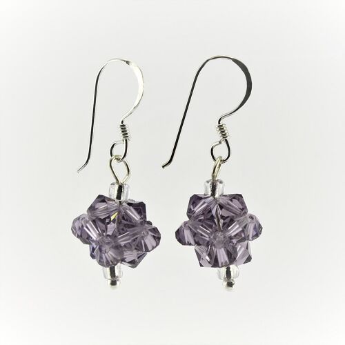 WSWE0008PU - OLIVIA - Purple Glass Crystal Drop Earrings