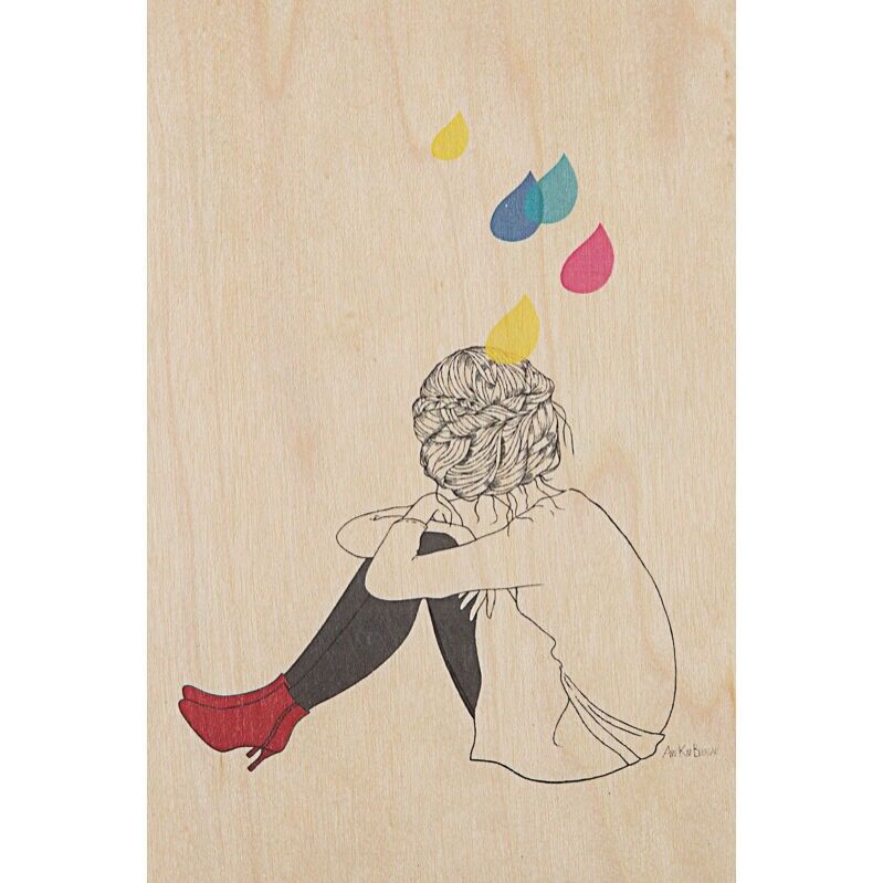 Hölzerne Postkarte - über meinem Kopf Redboots