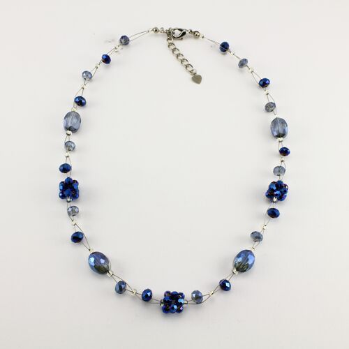 WSWN0008BL - OLIVIA - Navy Blue Glass Crystal Necklace