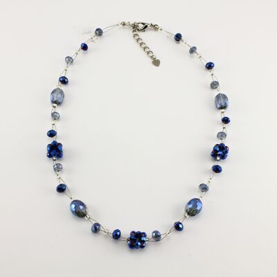 WSWN0008BL - OLIVIA - Navy Blue Glass Crystal Necklace