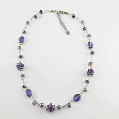 WSWN0008PU - OLIVIA - Purple Glass Crystal Necklace