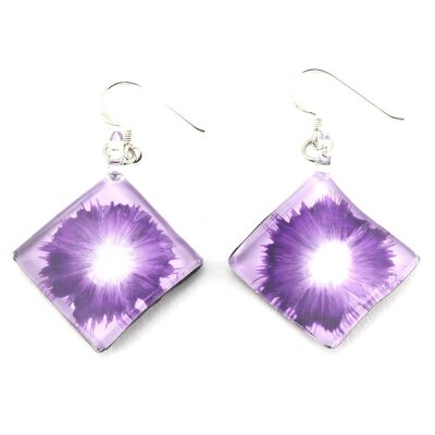 WSWE565 - Purple Glass Diamond Drop Earring