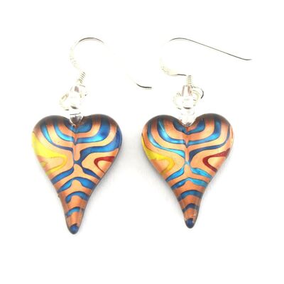 WSWE556 - Multi-colour Glass Heart Drop Earring