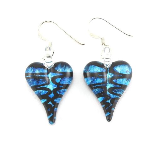 WSWE553 - Blue Glass Heart Drop Earring