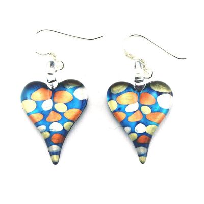 WSWE555 - Blue Glass Heart Drop Earring