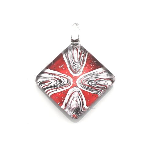 WSWN566 - Red Glass Diamond Pendant Necklace