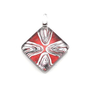 WSWN566 - Collier pendentif diamant en verre rouge 1