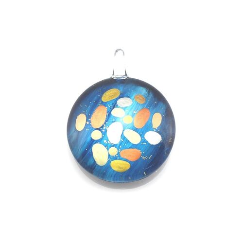 WSWN568 - Blue Round Glass Pendant Necklace