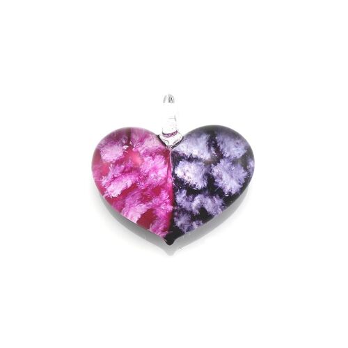 WSWN569 - Pink Purple Glass Two-tone Heart Pendant Necklace