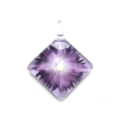 WSWN565 - Purple Glass Diamond Pendant Necklace