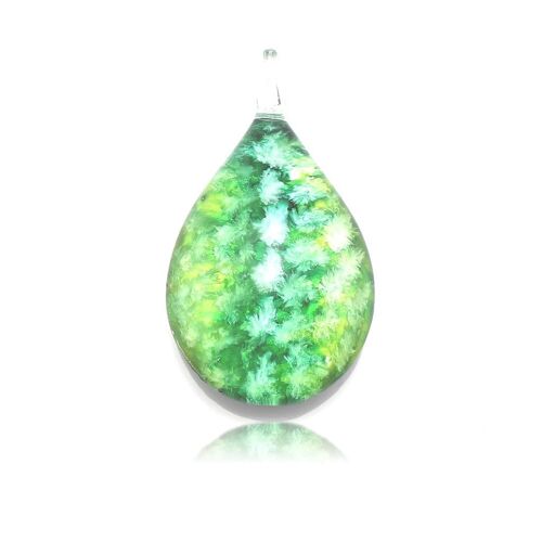 WSWN559 -  Green Glass Teardrop Pendant Necklace