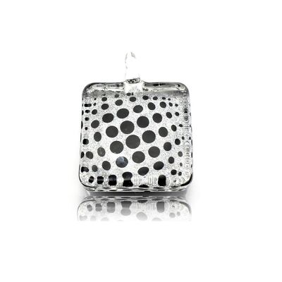 WSWN562 - Black Glass Dotty Sparkle Pendant Necklace