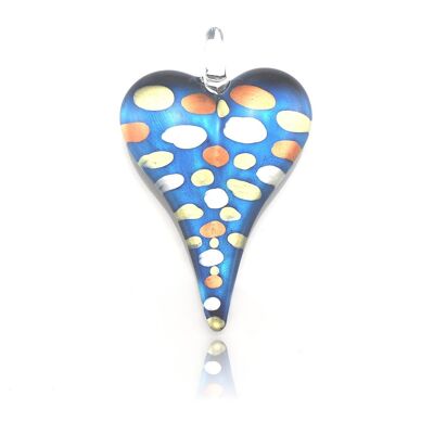 WSWN555 - Blue Glass Heart Pendant Necklace
