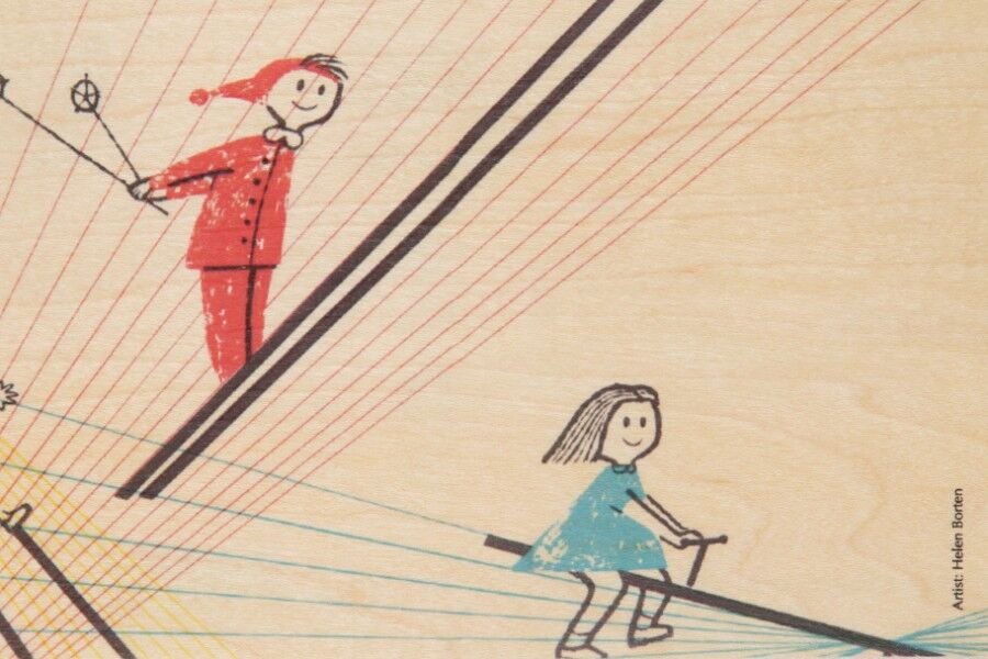 Carte postale en bois - kids jump bis