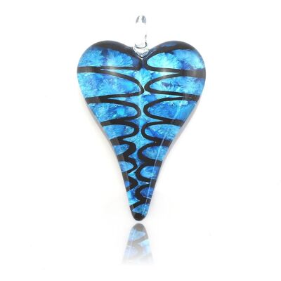 WSWN553 - Blue Glass Heart Pendant Necklace