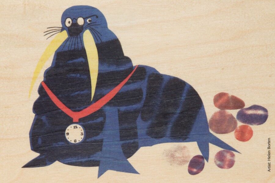 Holzpostkarte - Kinder Walross bis