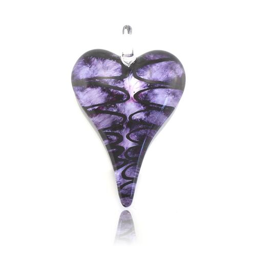 WSWN554 - Purple Glass Heart Pendant Necklace