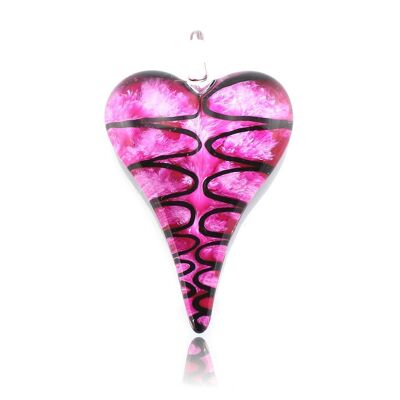 WSWN552 - Fuchsia Glass Heart Pendant Necklace