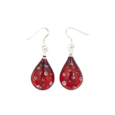 WSWE510 - Red Glass Teardrop Sparkle Drop Earring