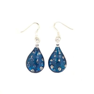 WSWE511 - Blue Glass Teardrop Sparkle Drop Earring