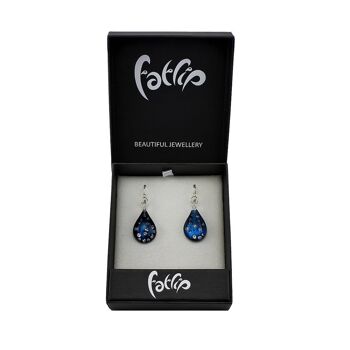 WSWE511 - Boucles d'oreilles pendantes scintillantes en forme de larme en verre bleu 2