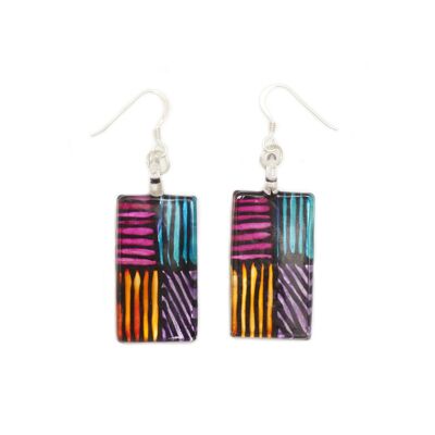 WSWE549 - Multi-colour Glass Rectangle Drop Earring