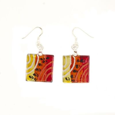 WSWE505 - Multi-colour Glass Square Drop Earring