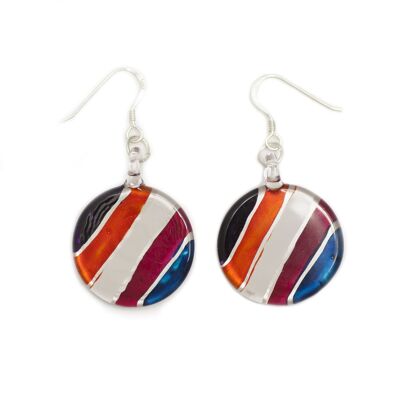 WSWE547 - Multi-colour Glass Round Striped Drop Earring